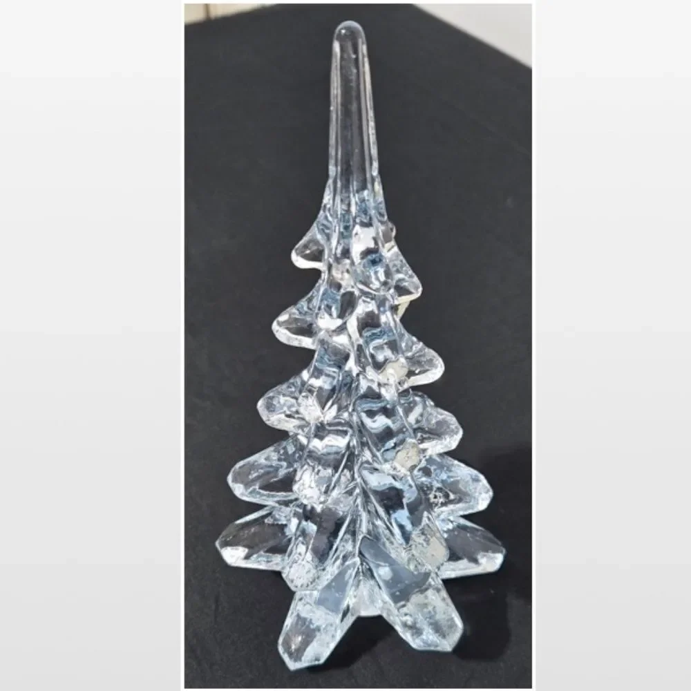 Vintage Lefton Glass Tree Clear Art 8” Figurine Christmas Pine Evergreen VTG